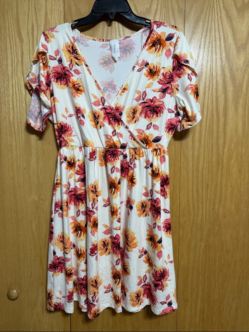 Honeyme Cream Dress with Pink & Orange Floral Print